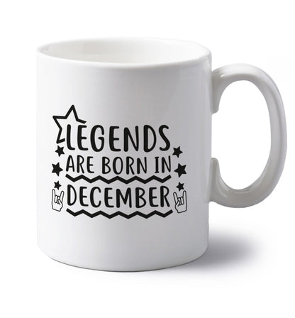 Legends are born in December left handed white ceramic mug 