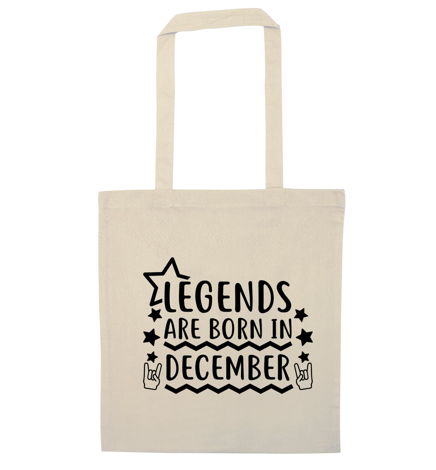 Legends are born in December natural tote bag
