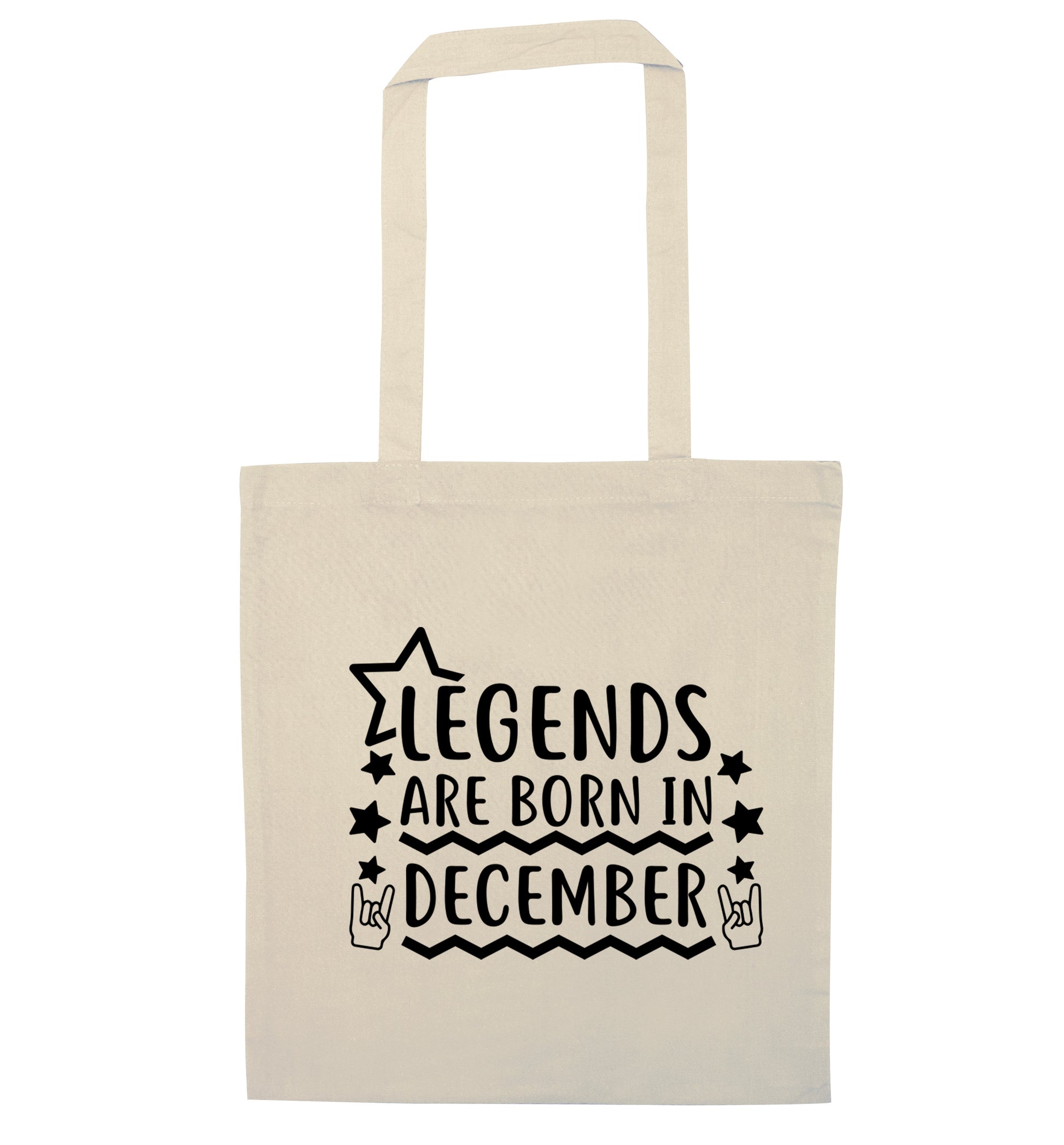 Legends are born in December natural tote bag