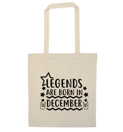 Legends are born in December natural tote bag