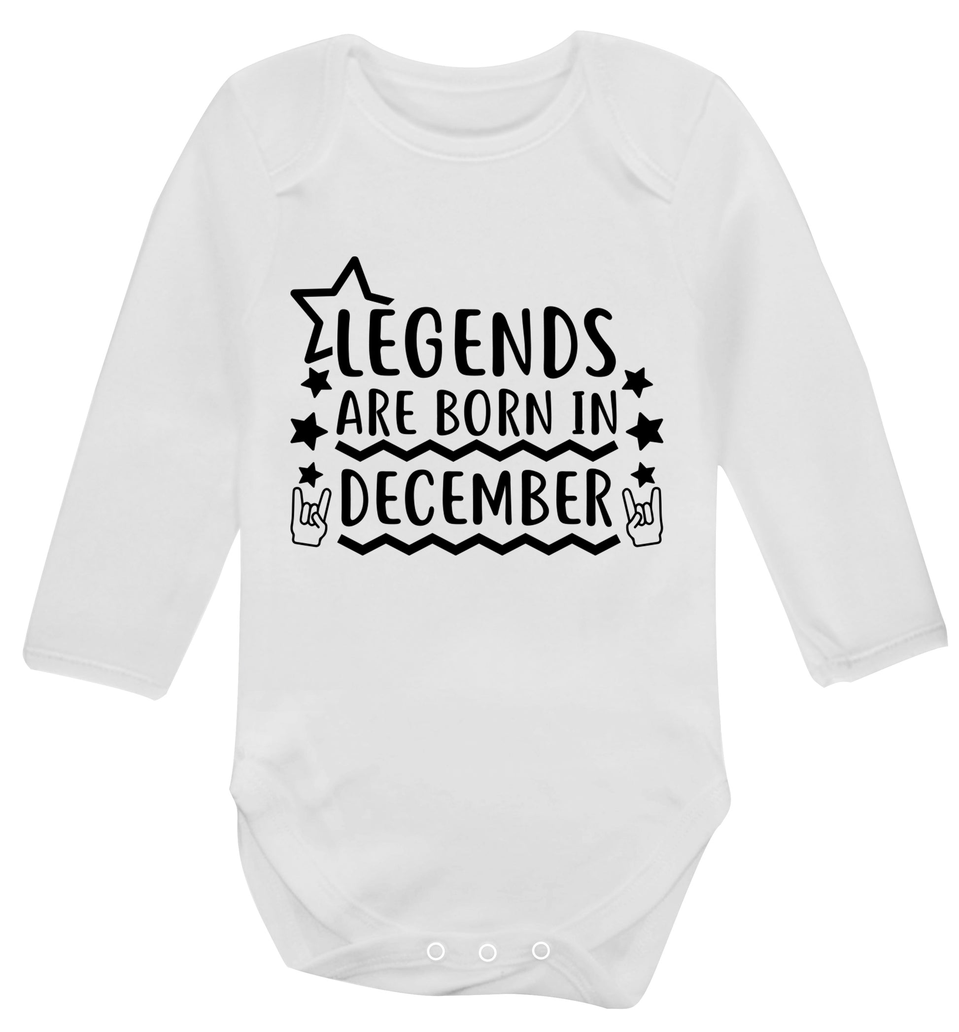 Legends are born in December Baby Vest long sleeved white 6-12 months