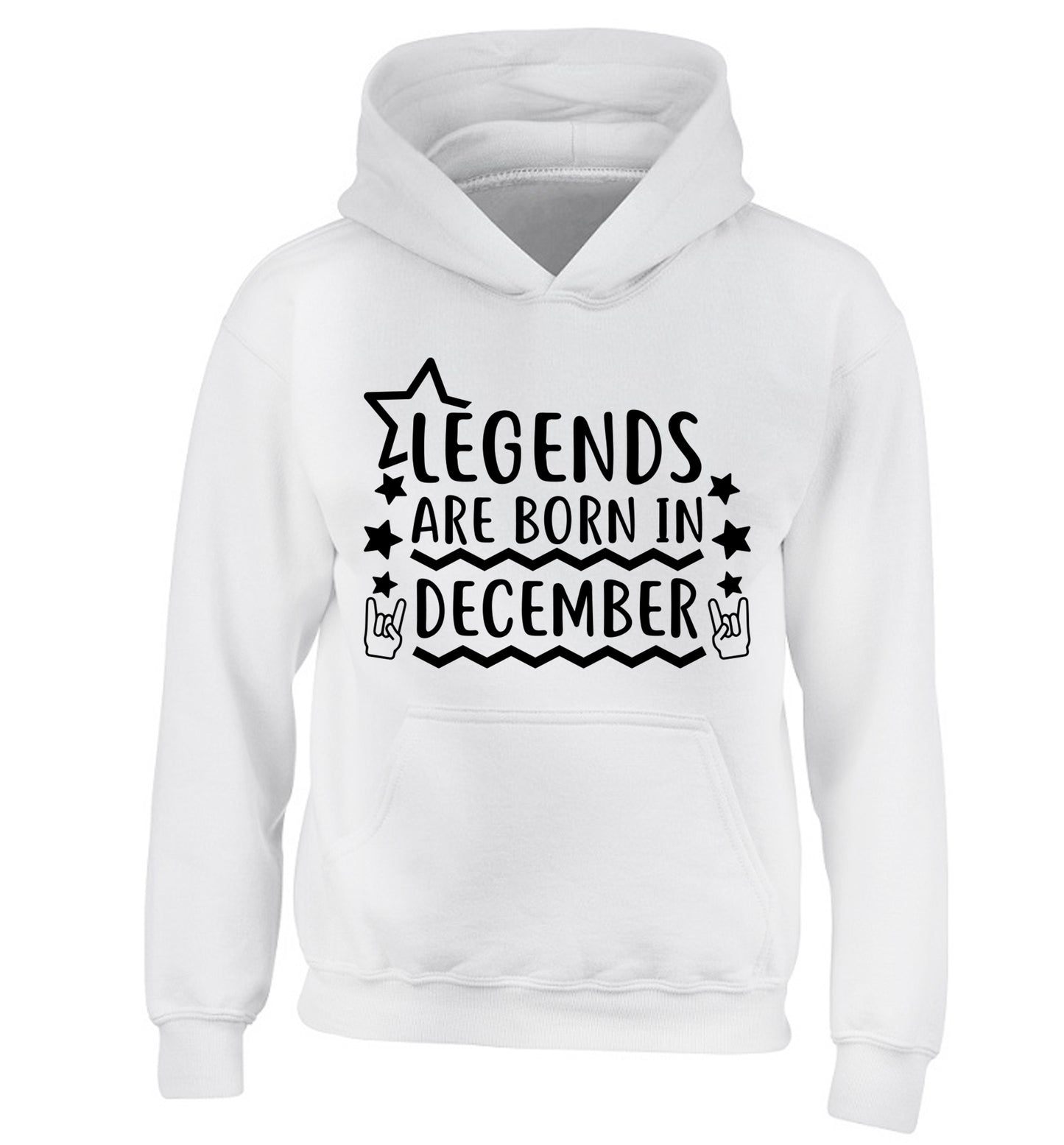 Legends are born in December children's white hoodie 12-13 Years