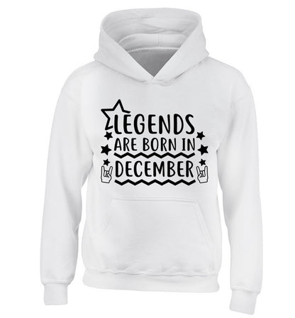 Legends are born in December children's white hoodie 12-13 Years