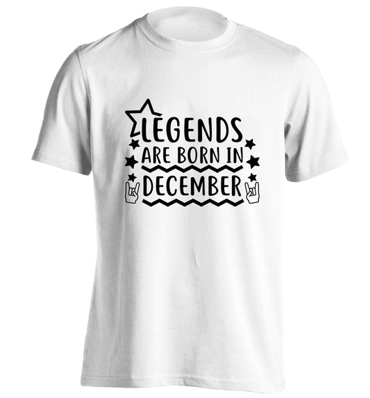 Legends are born in December adults unisex white Tshirt 2XL