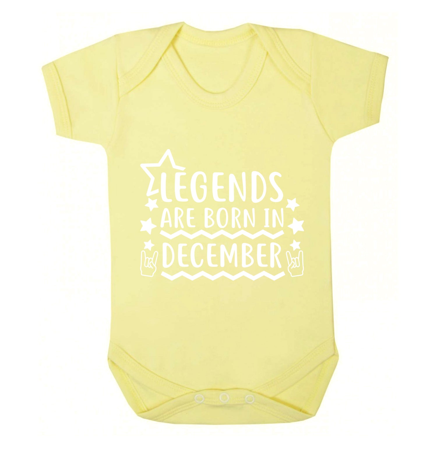 Legends are born in December Baby Vest pale yellow 18-24 months