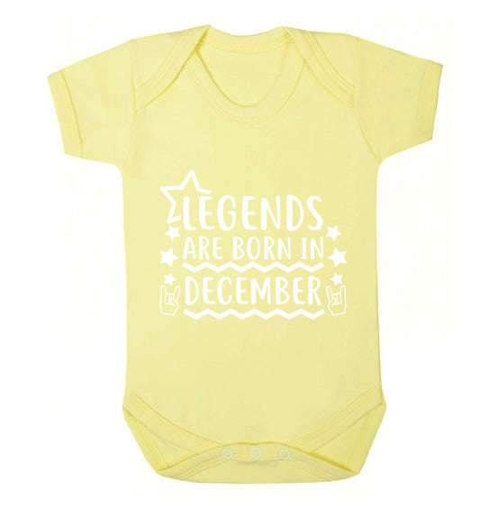 Legends are born in December Baby Vest pale yellow 18-24 months