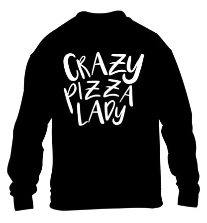 Crazy pizza lady children's black sweater 12-13 Years