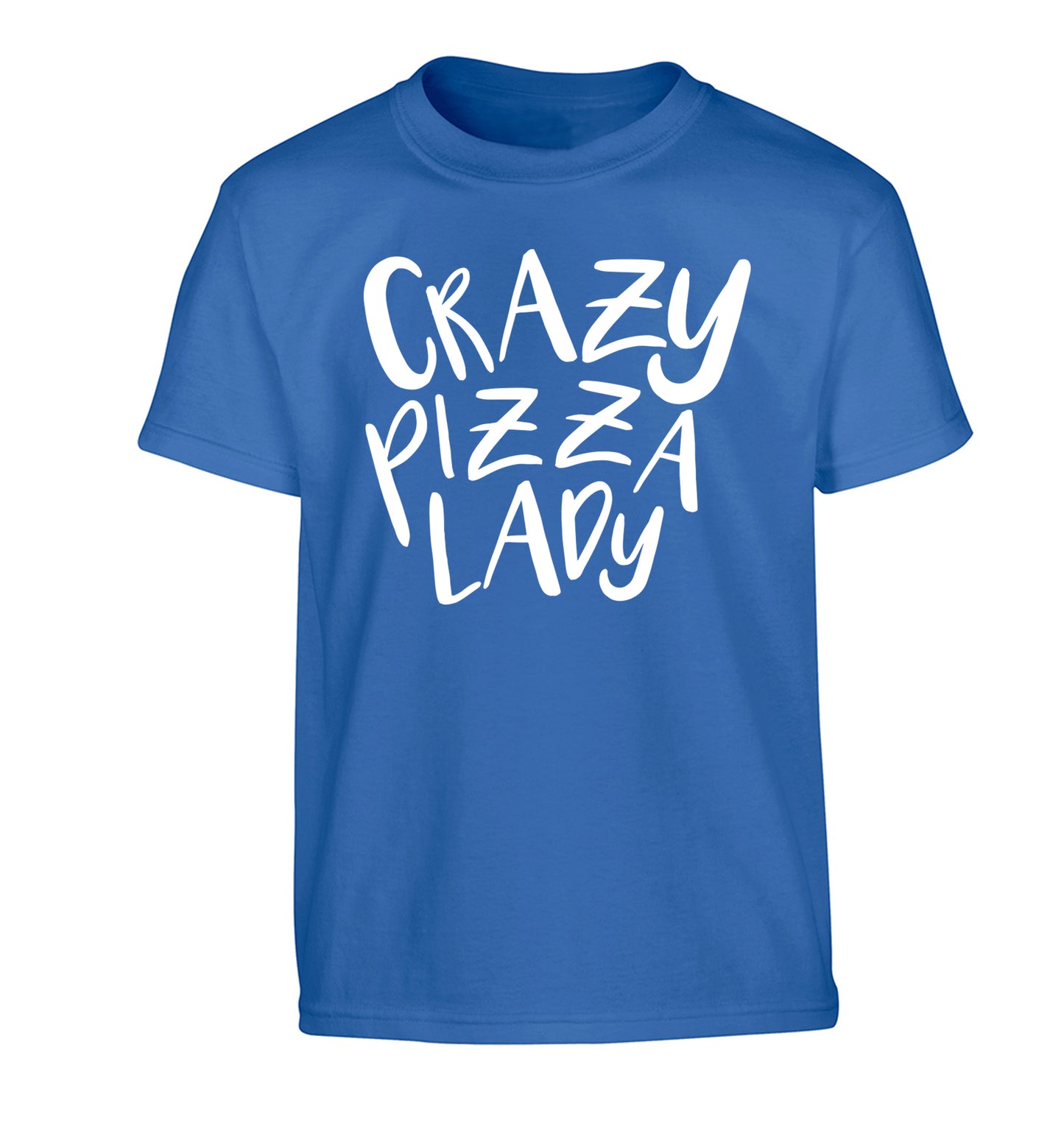 Crazy pizza lady Children's blue Tshirt 12-13 Years