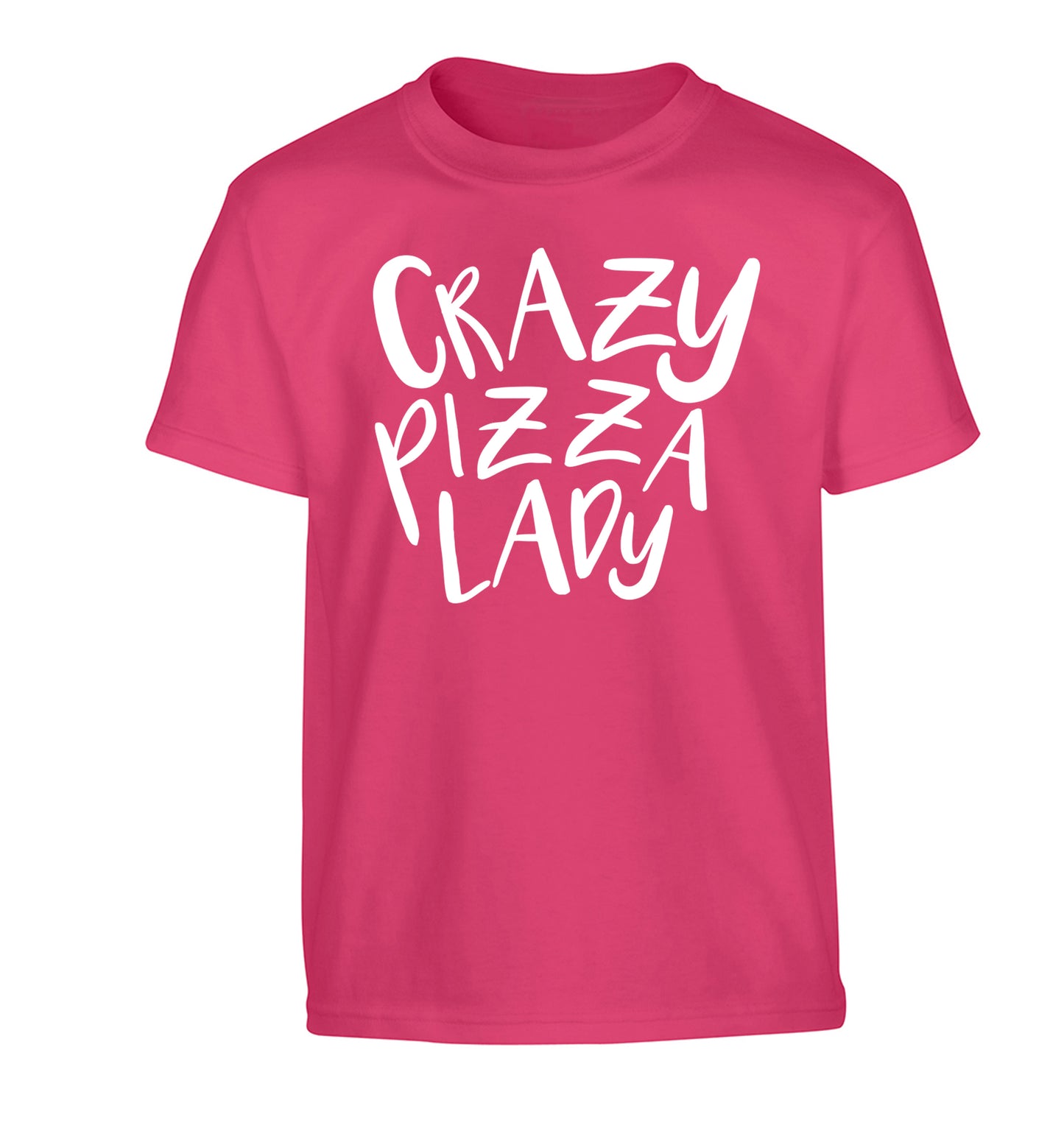 Crazy pizza lady Children's pink Tshirt 12-13 Years