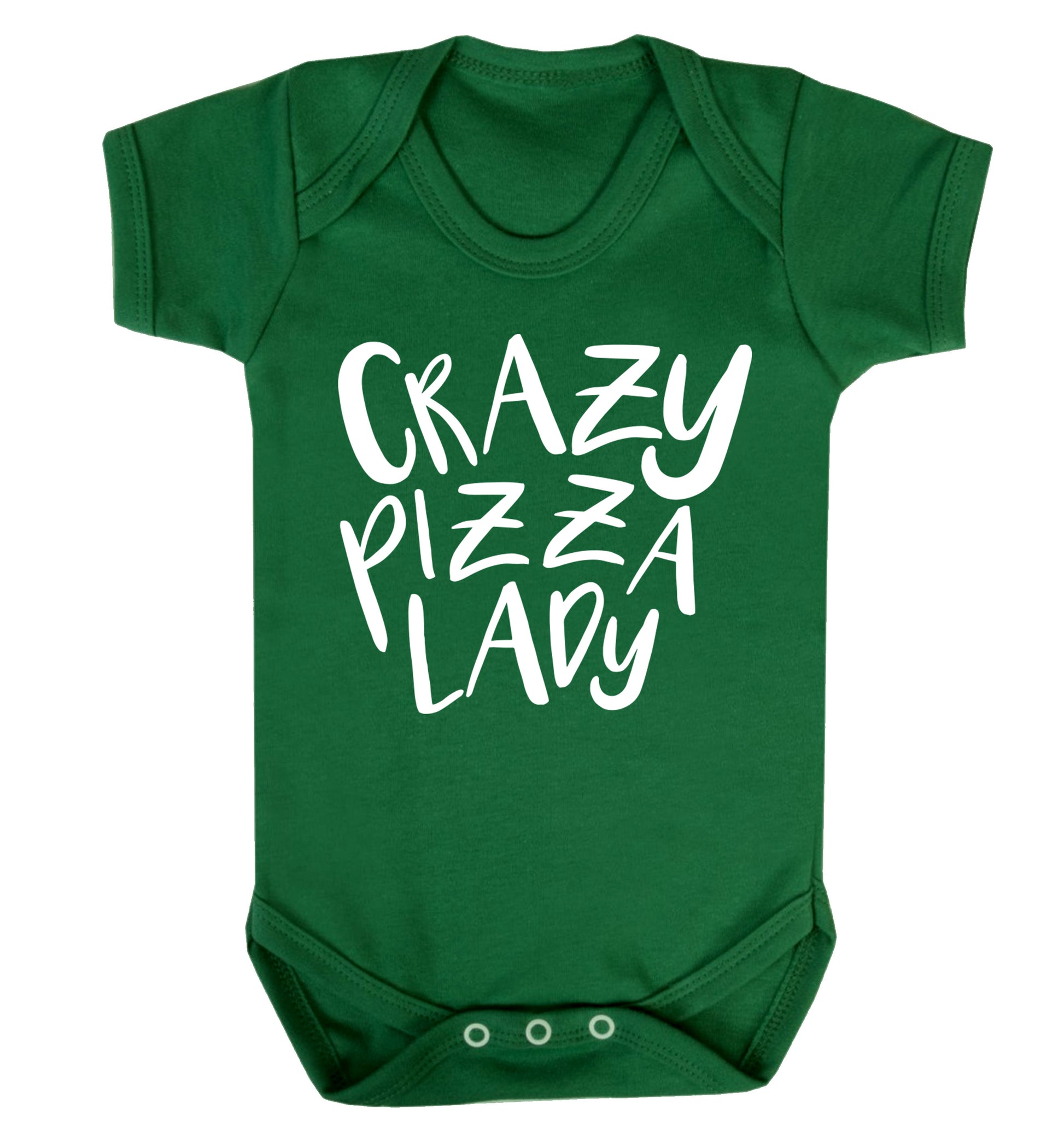 Crazy pizza lady Baby Vest green 18-24 months