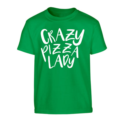 Crazy pizza lady Children's green Tshirt 12-13 Years