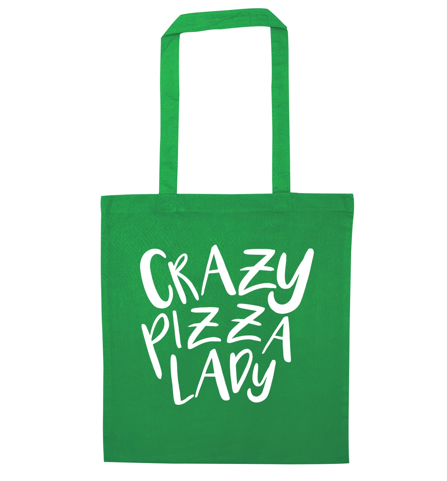 Crazy pizza lady green tote bag