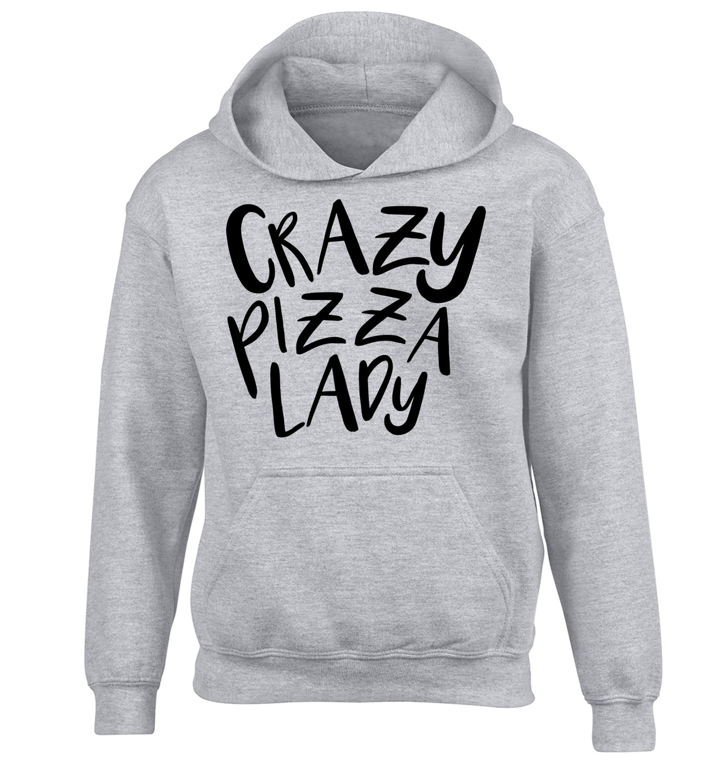 Crazy pizza lady children's grey hoodie 12-13 Years