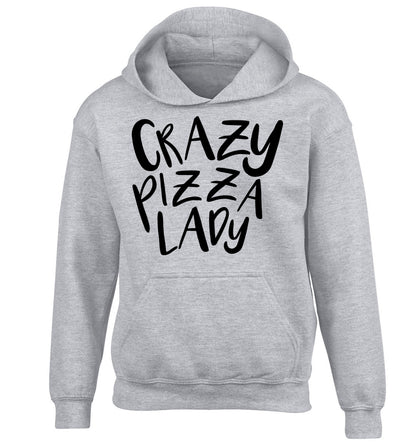 Crazy pizza lady children's grey hoodie 12-13 Years