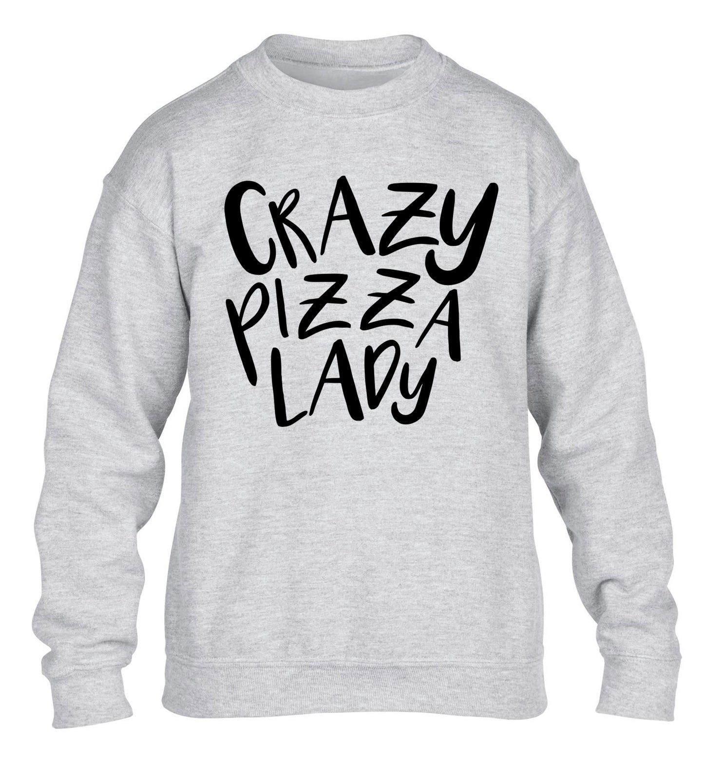 Crazy pizza lady children's grey sweater 12-13 Years