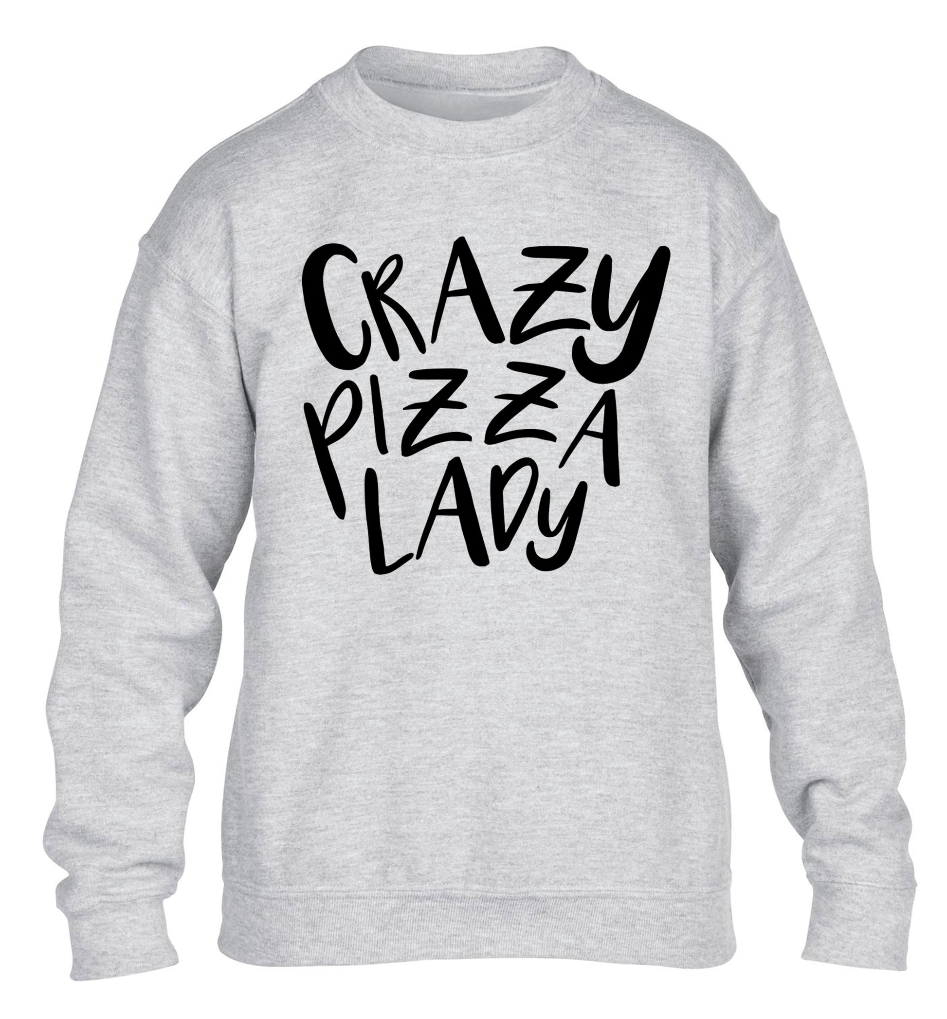 Crazy pizza lady children's grey sweater 12-13 Years