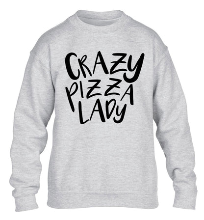 Crazy pizza lady children's grey sweater 12-13 Years