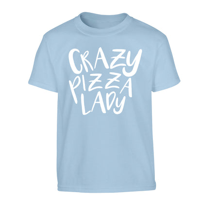 Crazy pizza lady Children's light blue Tshirt 12-13 Years