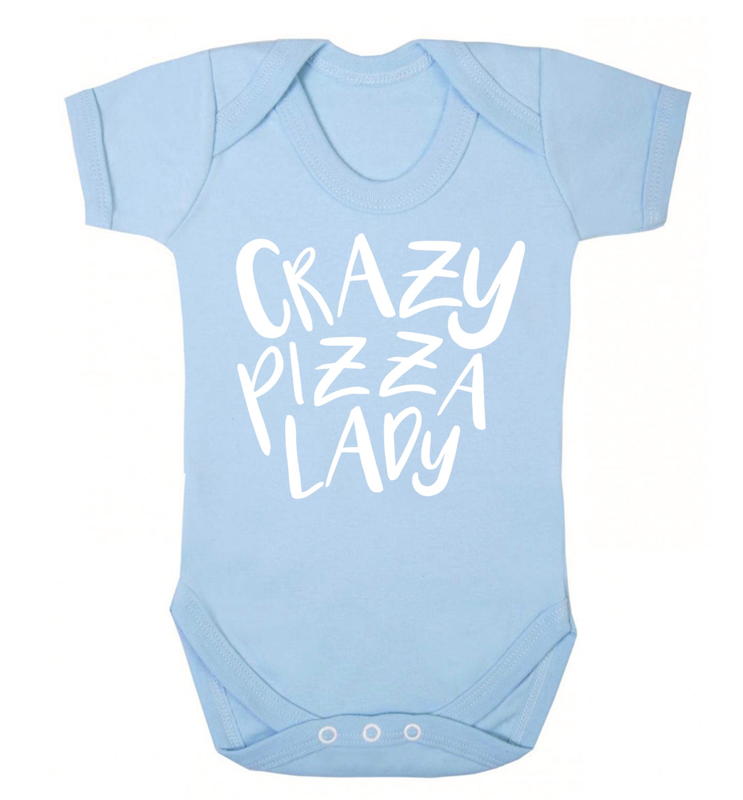 Crazy pizza lady Baby Vest pale blue 18-24 months