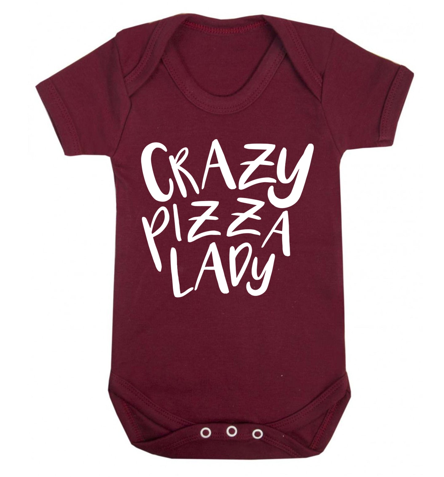 Crazy pizza lady Baby Vest maroon 18-24 months