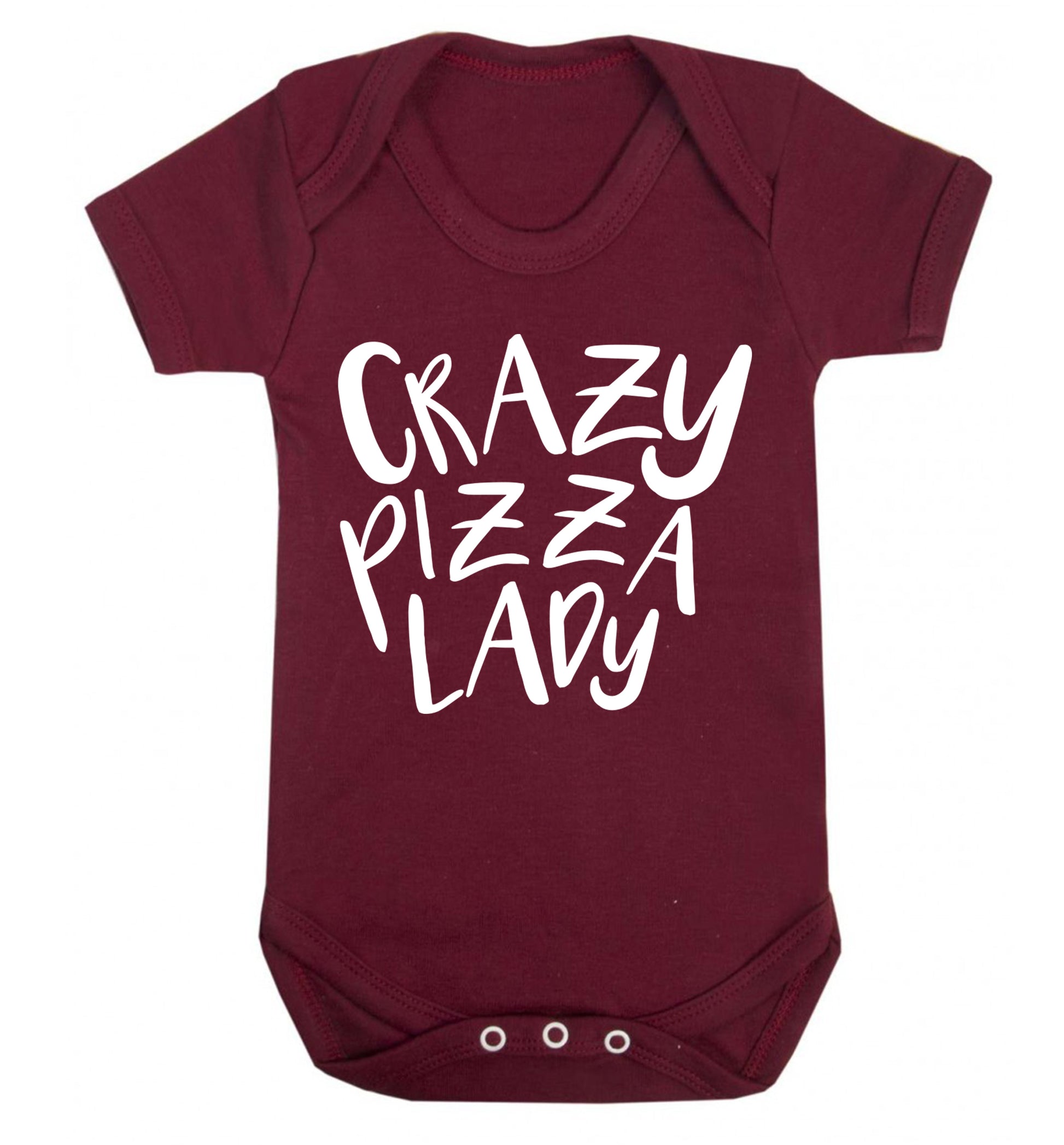 Crazy pizza lady Baby Vest maroon 18-24 months