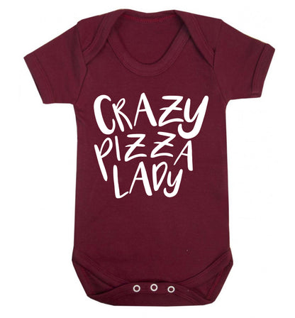 Crazy pizza lady Baby Vest maroon 18-24 months