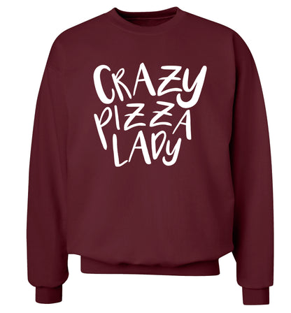 Crazy pizza lady Adult's unisex maroon Sweater 2XL