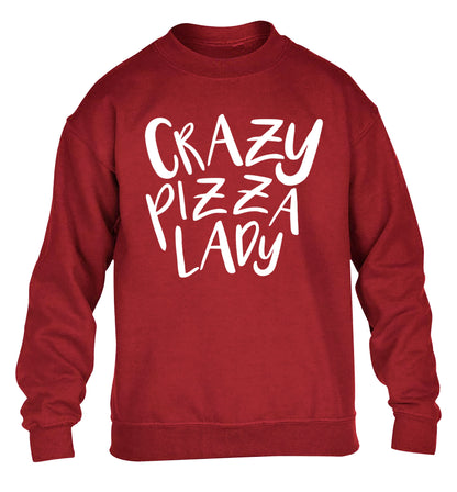 Crazy pizza lady children's grey sweater 12-13 Years