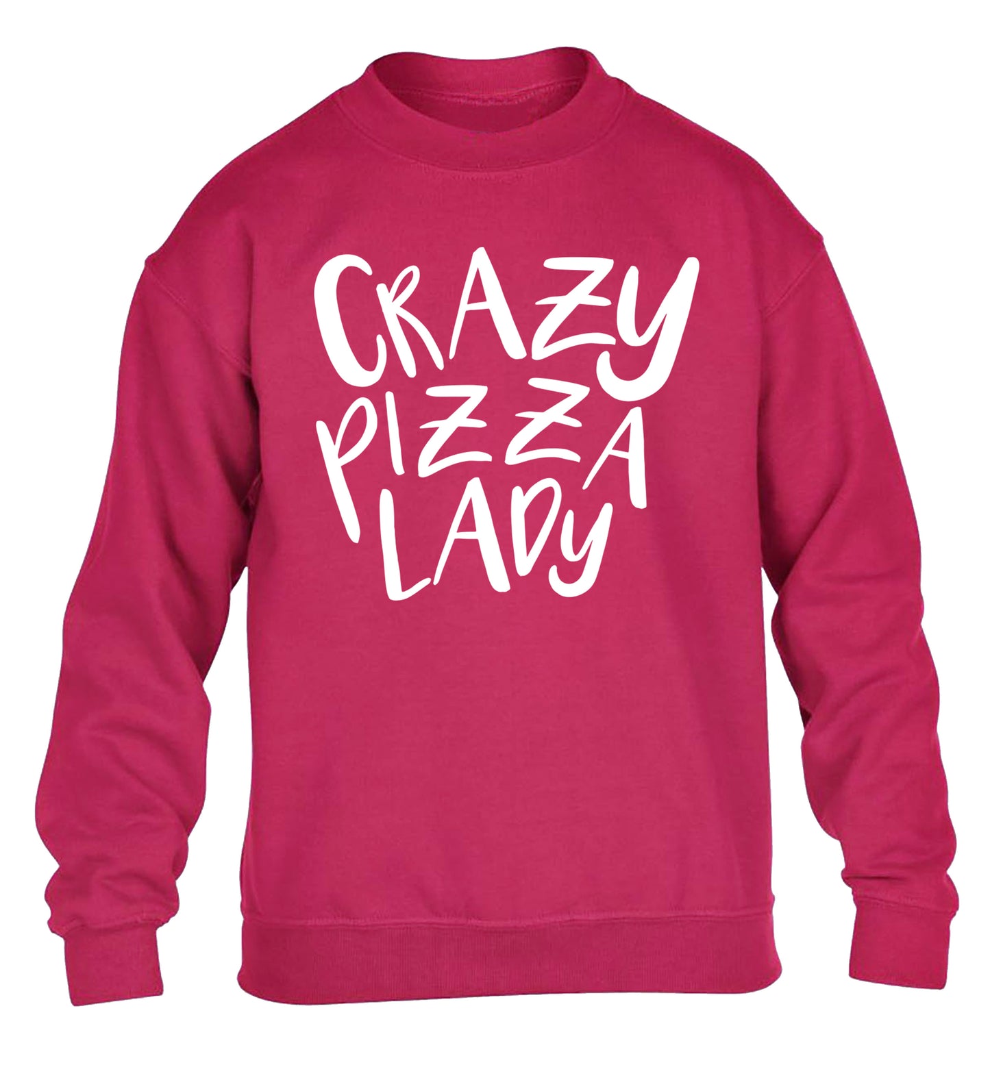 Crazy pizza lady children's pink sweater 12-13 Years
