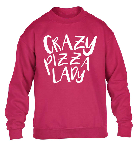 Crazy pizza lady children's pink sweater 12-13 Years