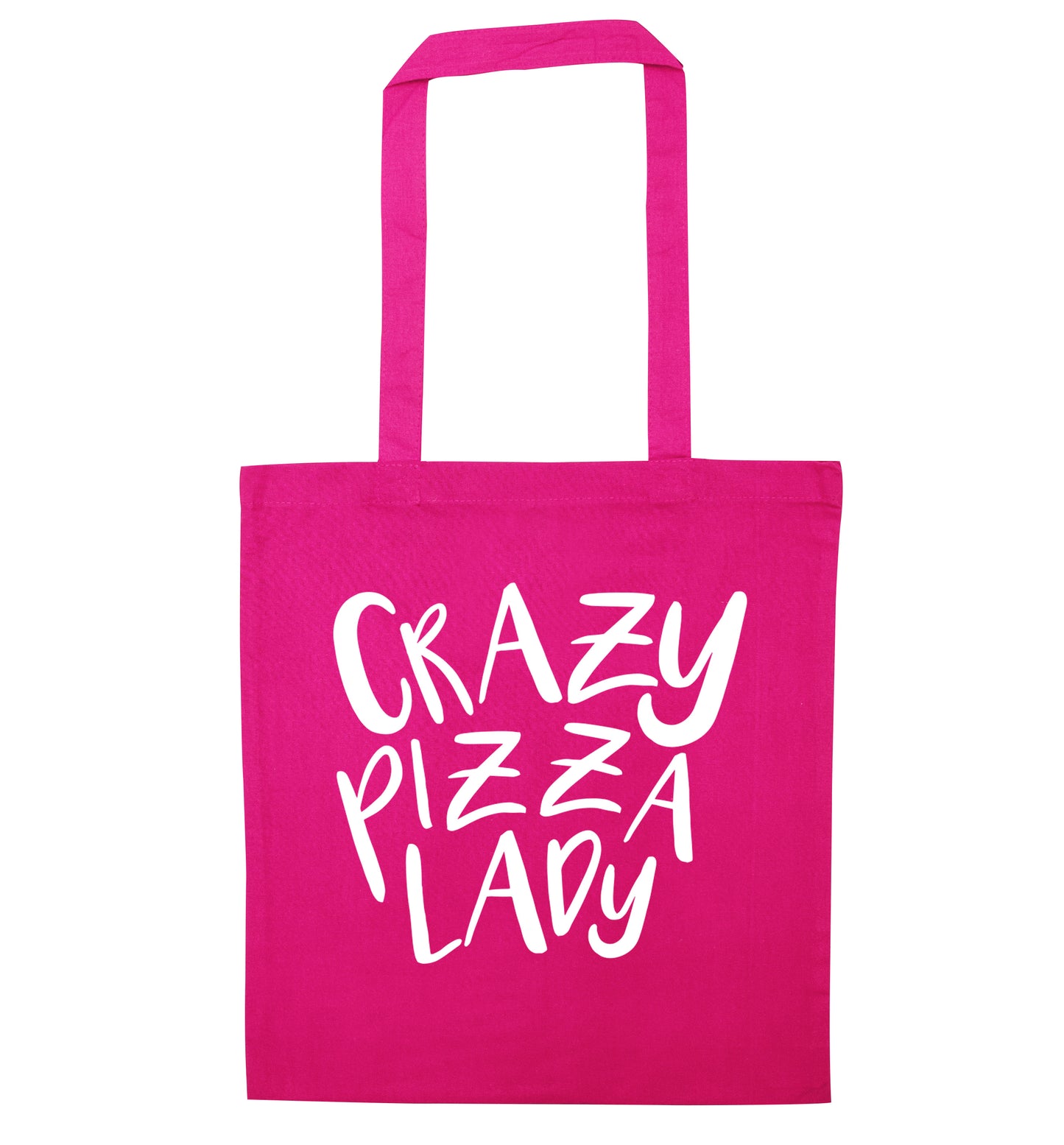 Crazy pizza lady pink tote bag