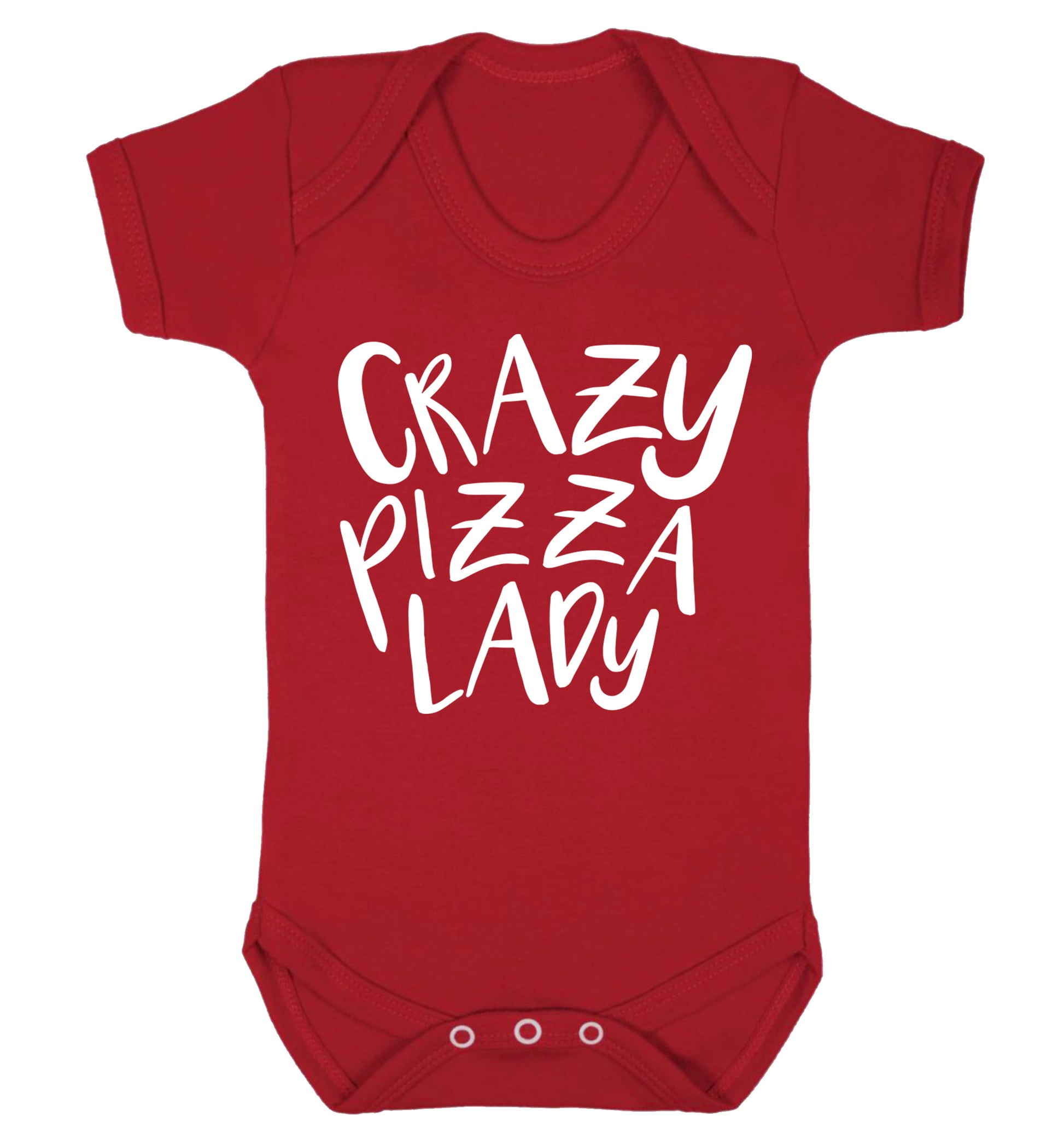Crazy pizza lady Baby Vest red 18-24 months