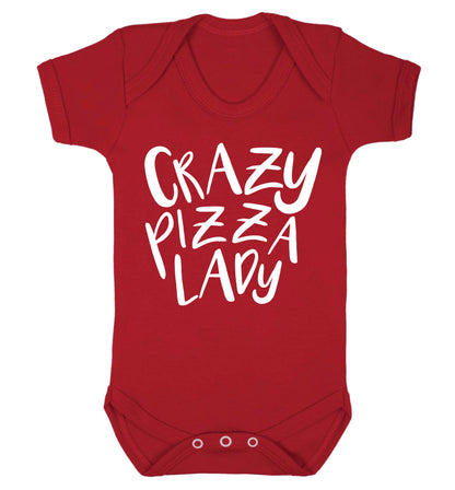 Crazy pizza lady Baby Vest red 18-24 months