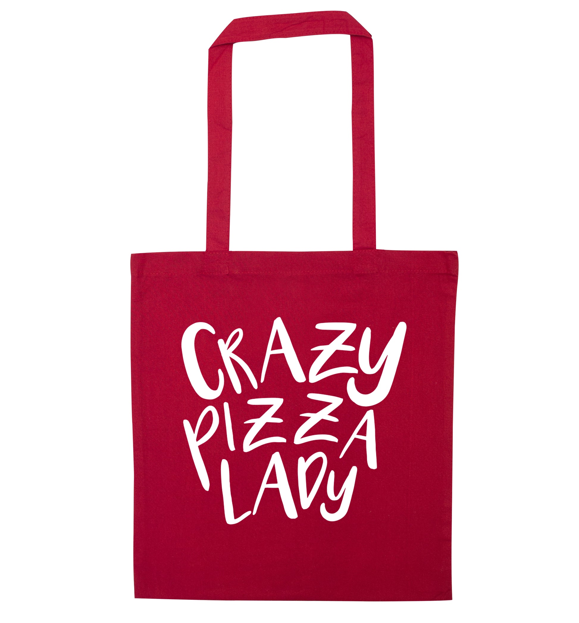 Crazy pizza lady red tote bag