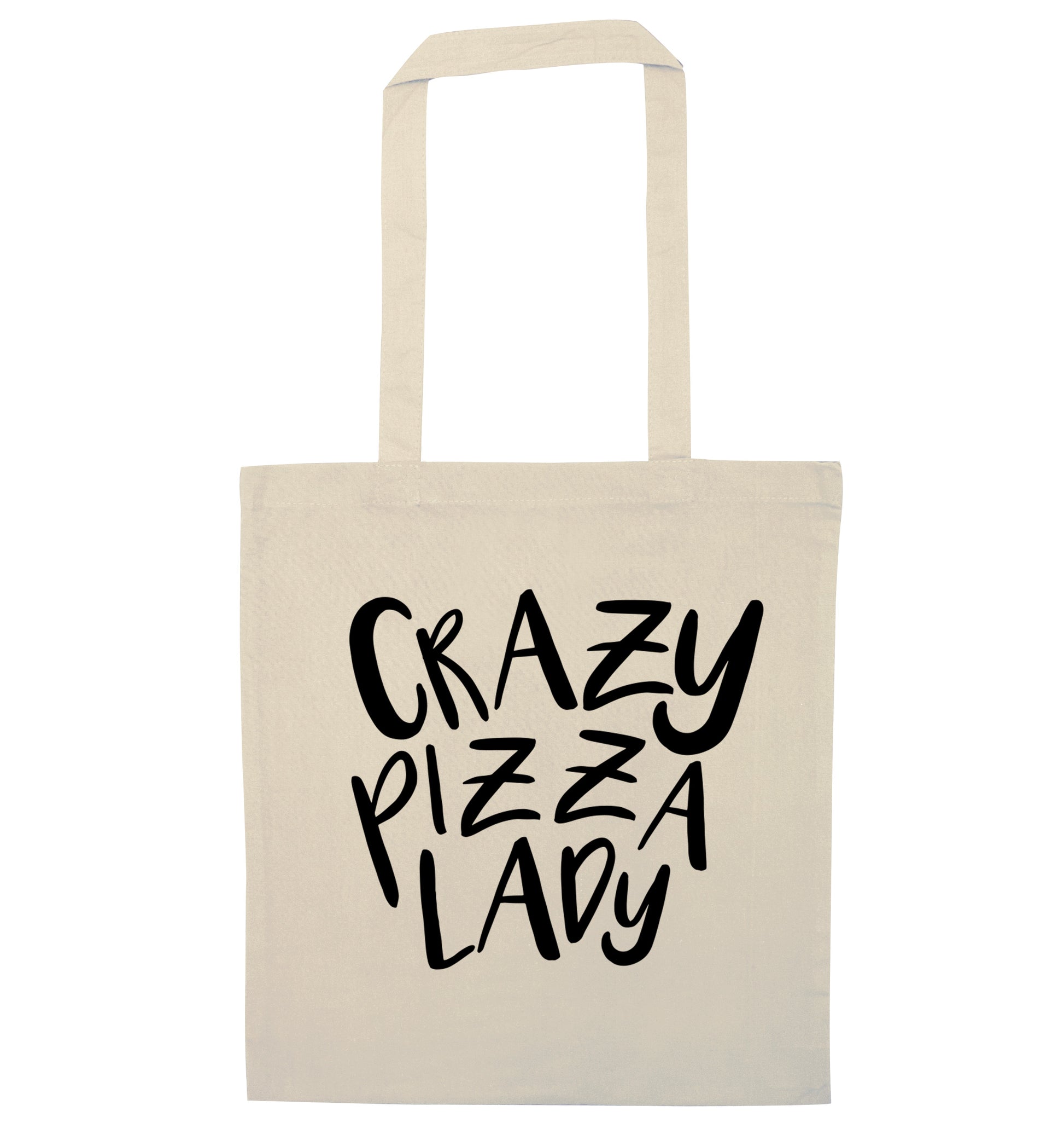 Crazy pizza lady natural tote bag