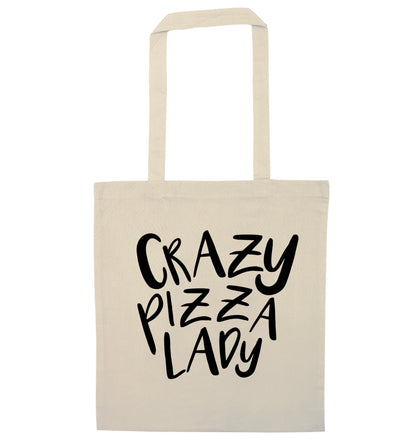Crazy pizza lady natural tote bag
