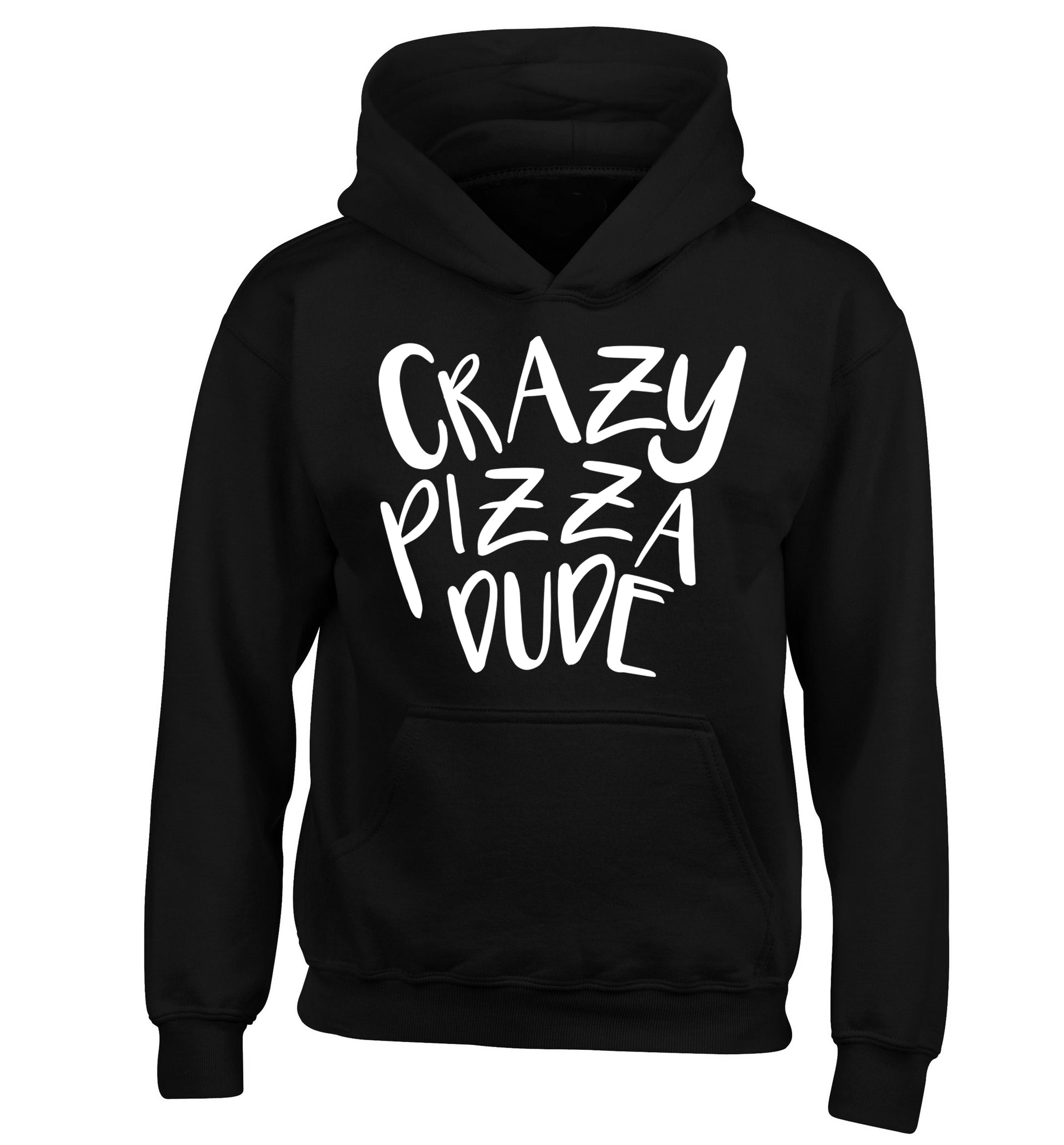 Crazy pizza dude children's black hoodie 12-13 Years
