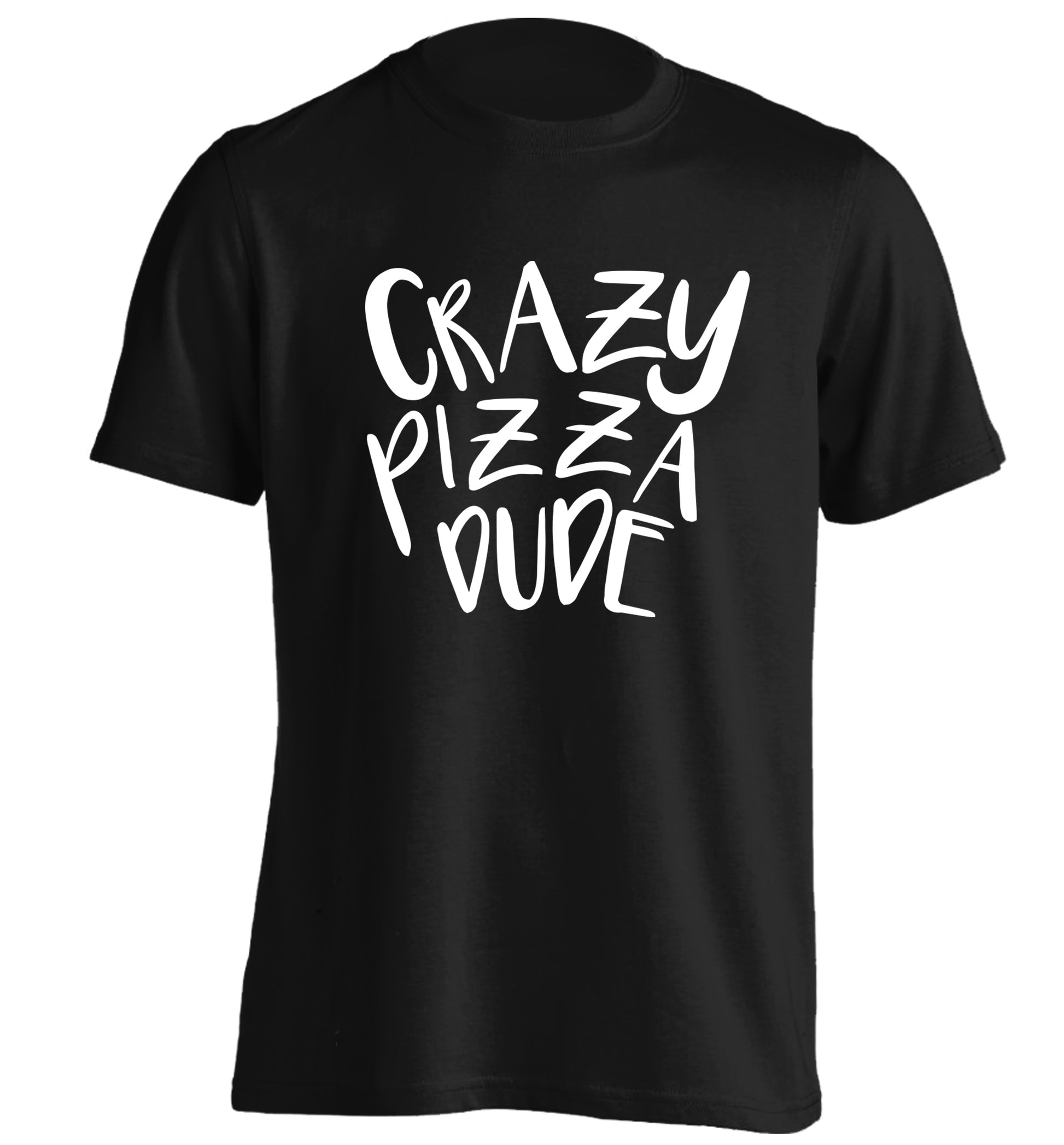 Crazy pizza dude adults unisex black Tshirt 2XL
