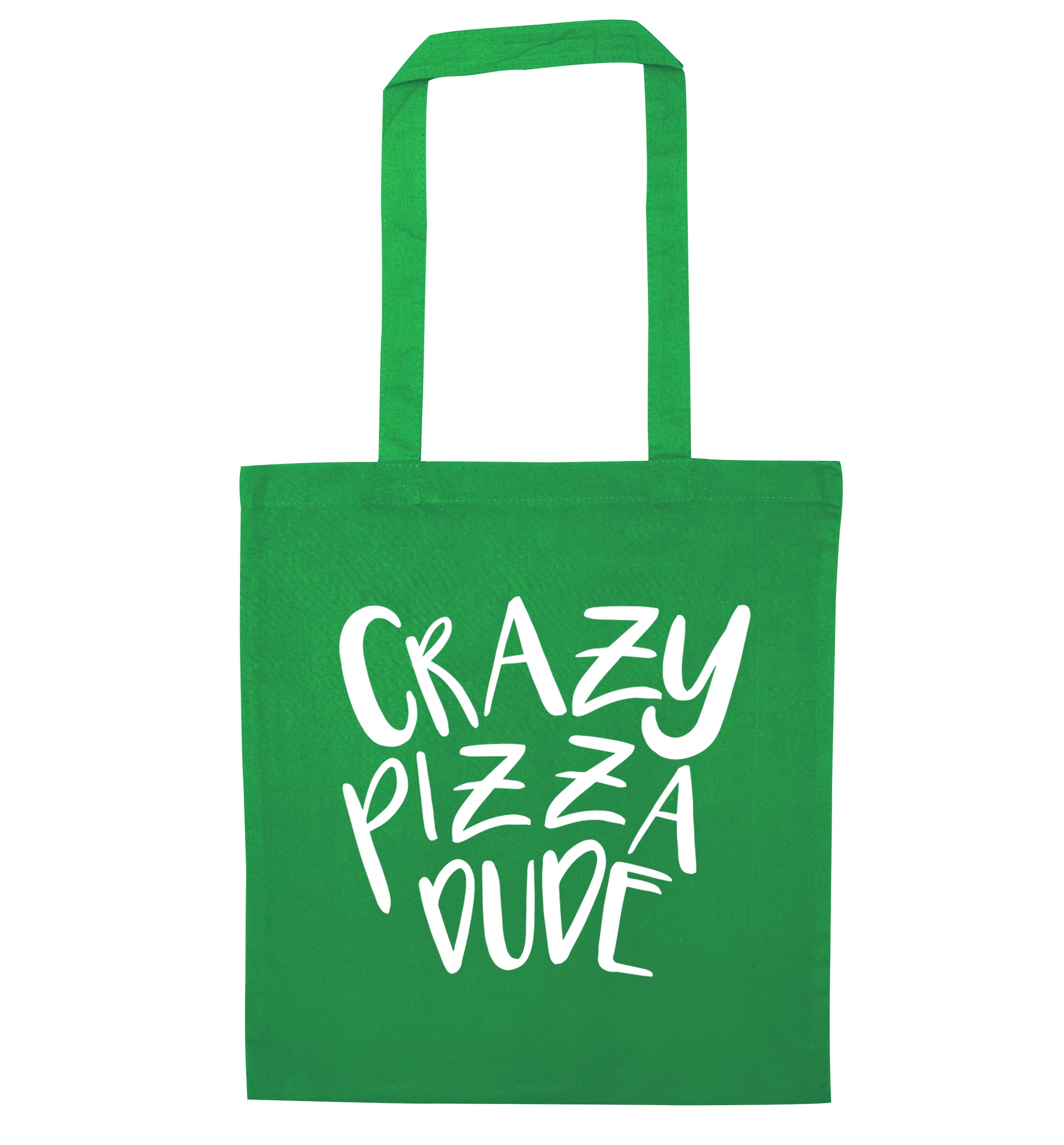 Crazy pizza dude green tote bag