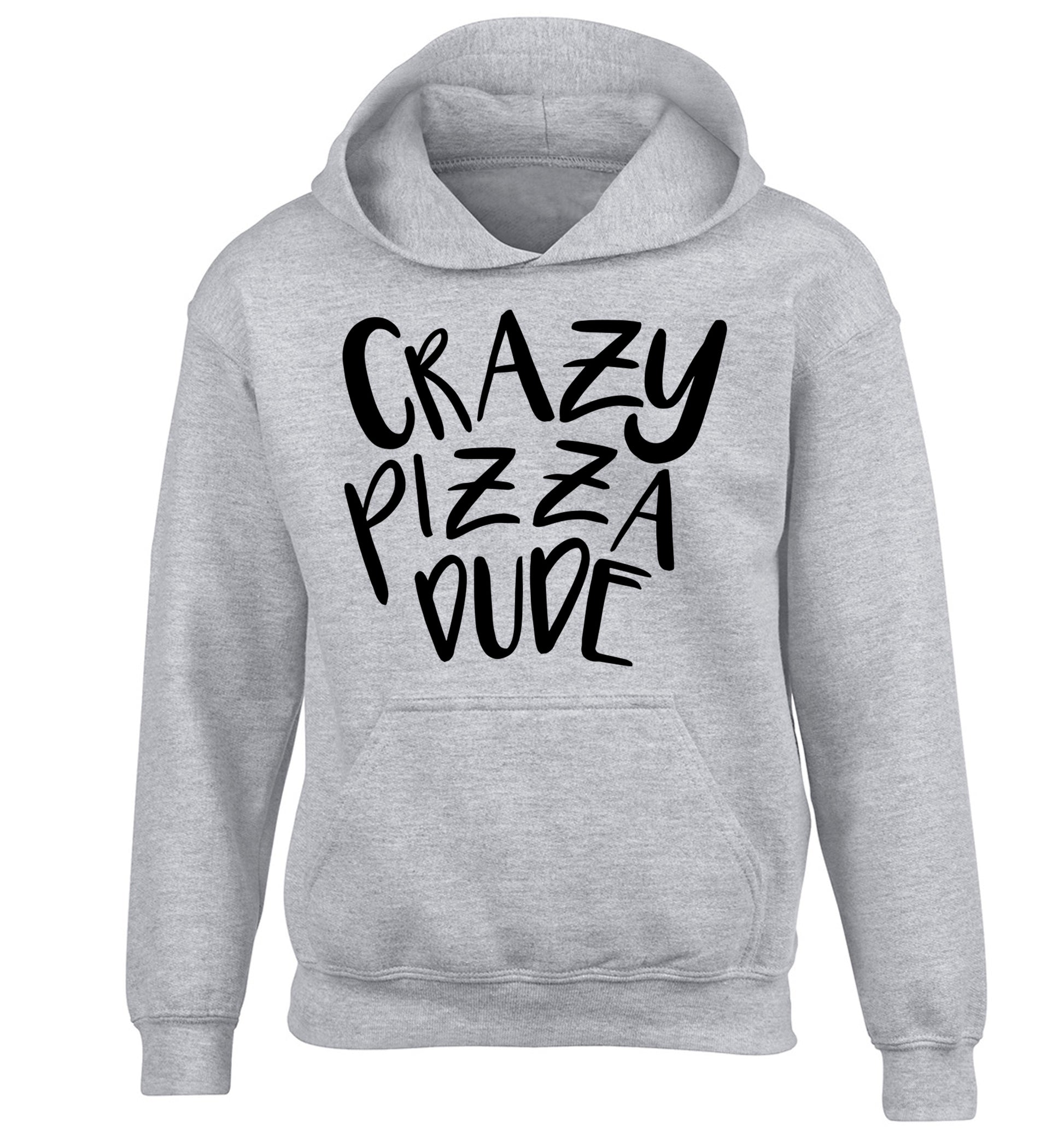 Crazy pizza dude children's grey hoodie 12-13 Years