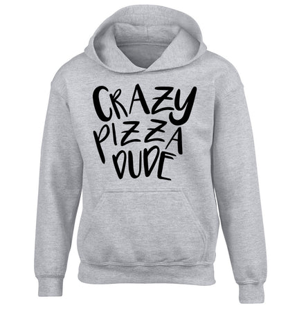 Crazy pizza dude children's grey hoodie 12-13 Years