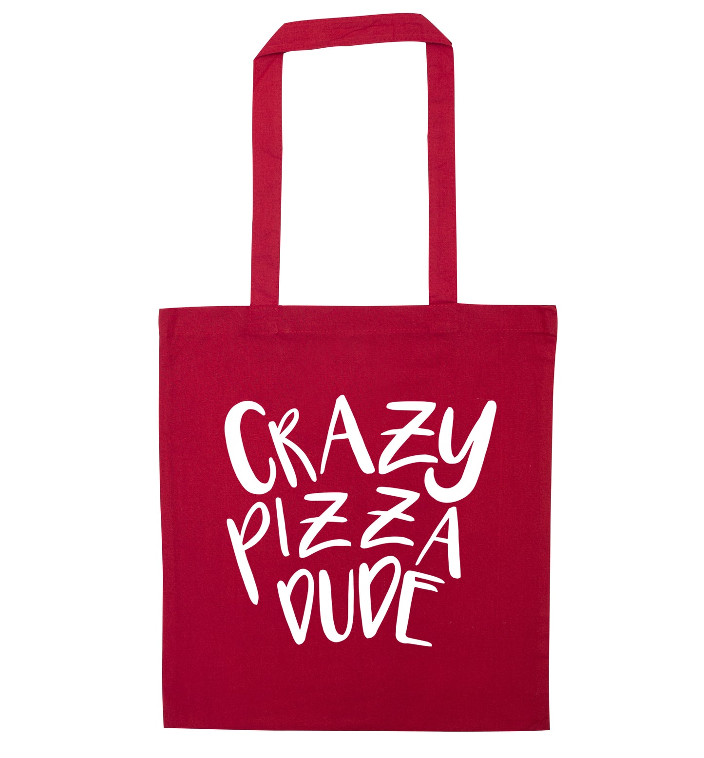 Crazy pizza dude red tote bag