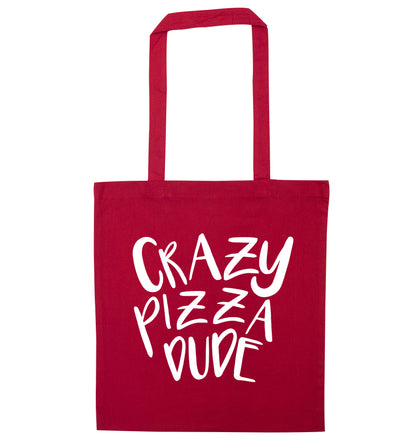Crazy pizza dude red tote bag