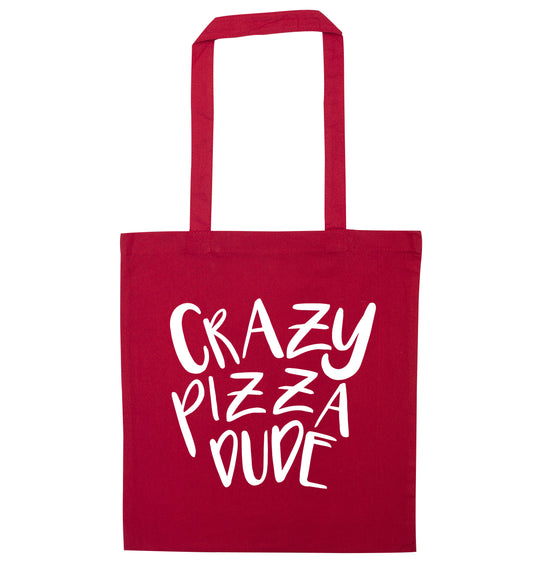 Crazy pizza dude red tote bag