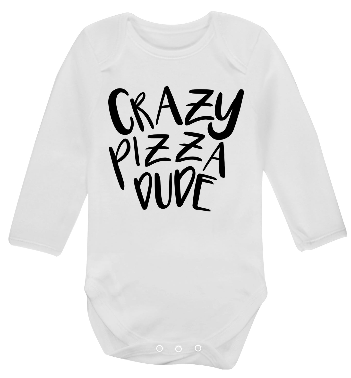 Crazy pizza dude Baby Vest long sleeved white 6-12 months