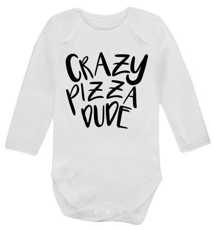 Crazy pizza dude Baby Vest long sleeved white 6-12 months