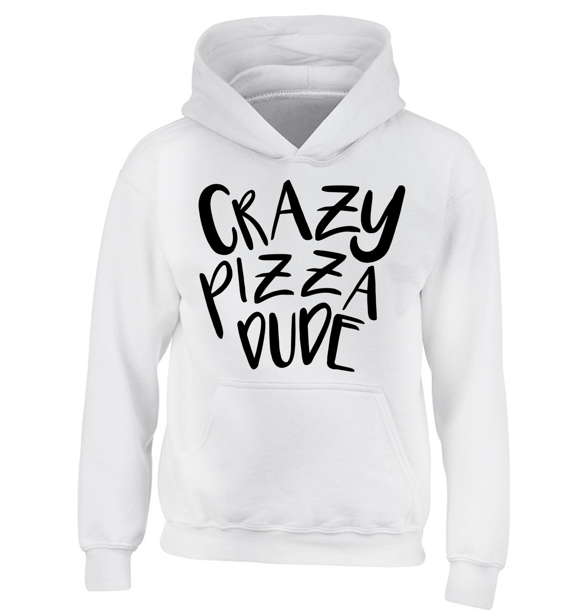 Crazy pizza dude children's white hoodie 12-13 Years