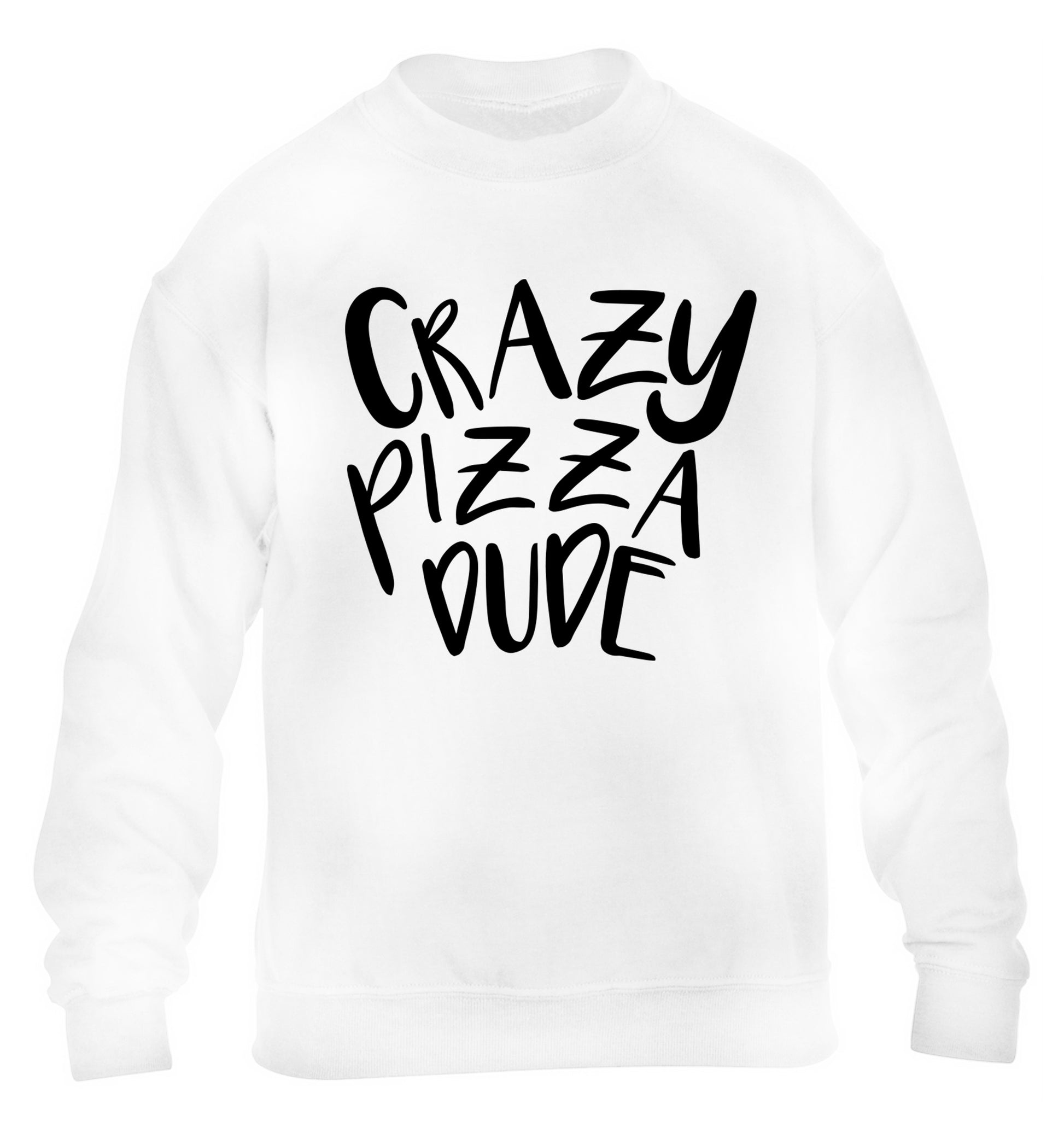 Crazy pizza dude children's white sweater 12-13 Years