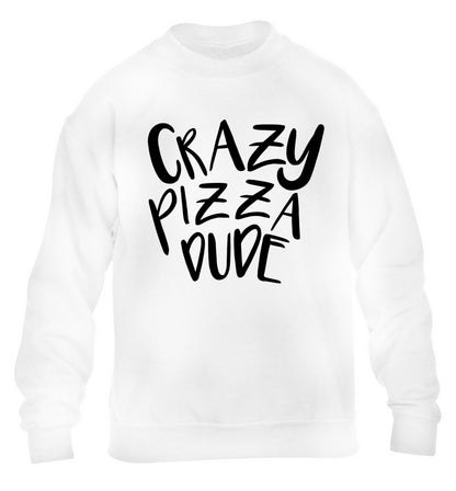 Crazy pizza dude children's white sweater 12-13 Years