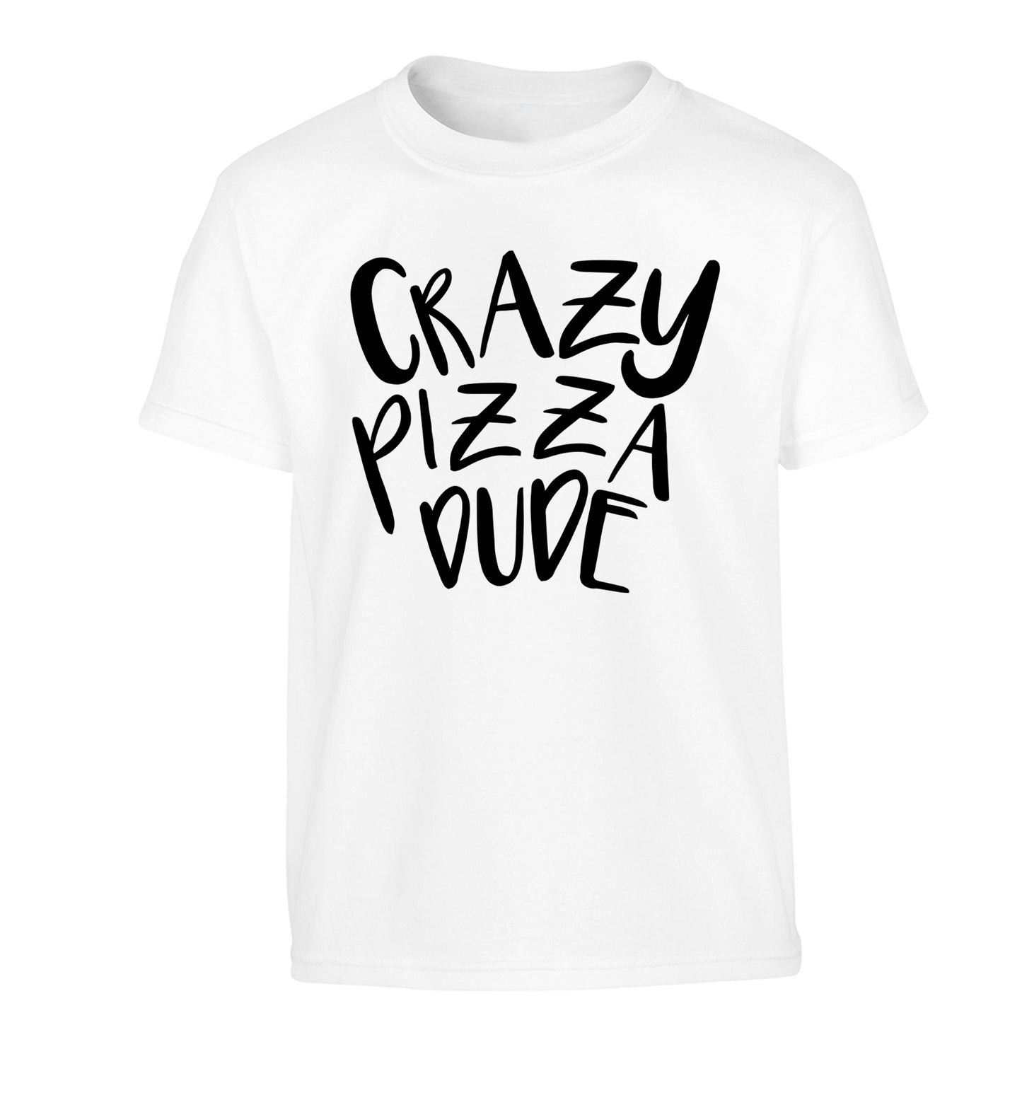 Crazy pizza dude Children's white Tshirt 12-13 Years